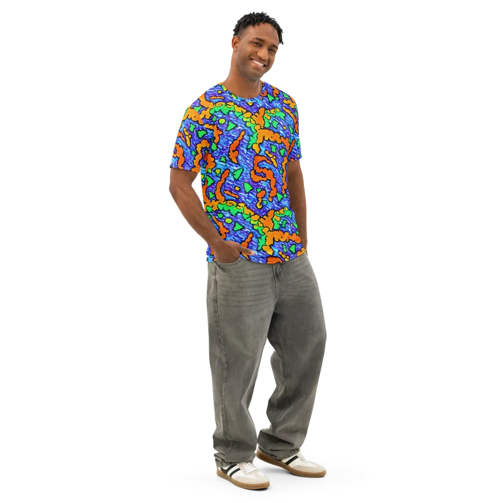 Azure Anarchy on Men's Cotton Crew Neck T-Shirt — Right Front