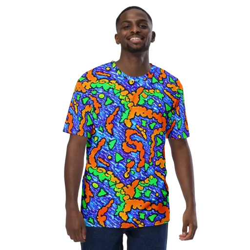 Azure Anarchy on a Men's Crew Neck T-Shirt