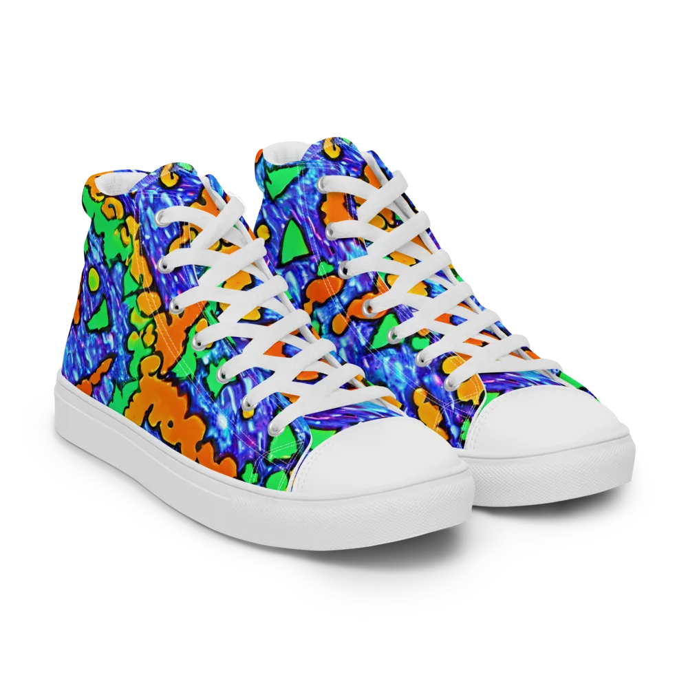 Azure Anarchy on Men's High Top Canvas Shoes — Right Front