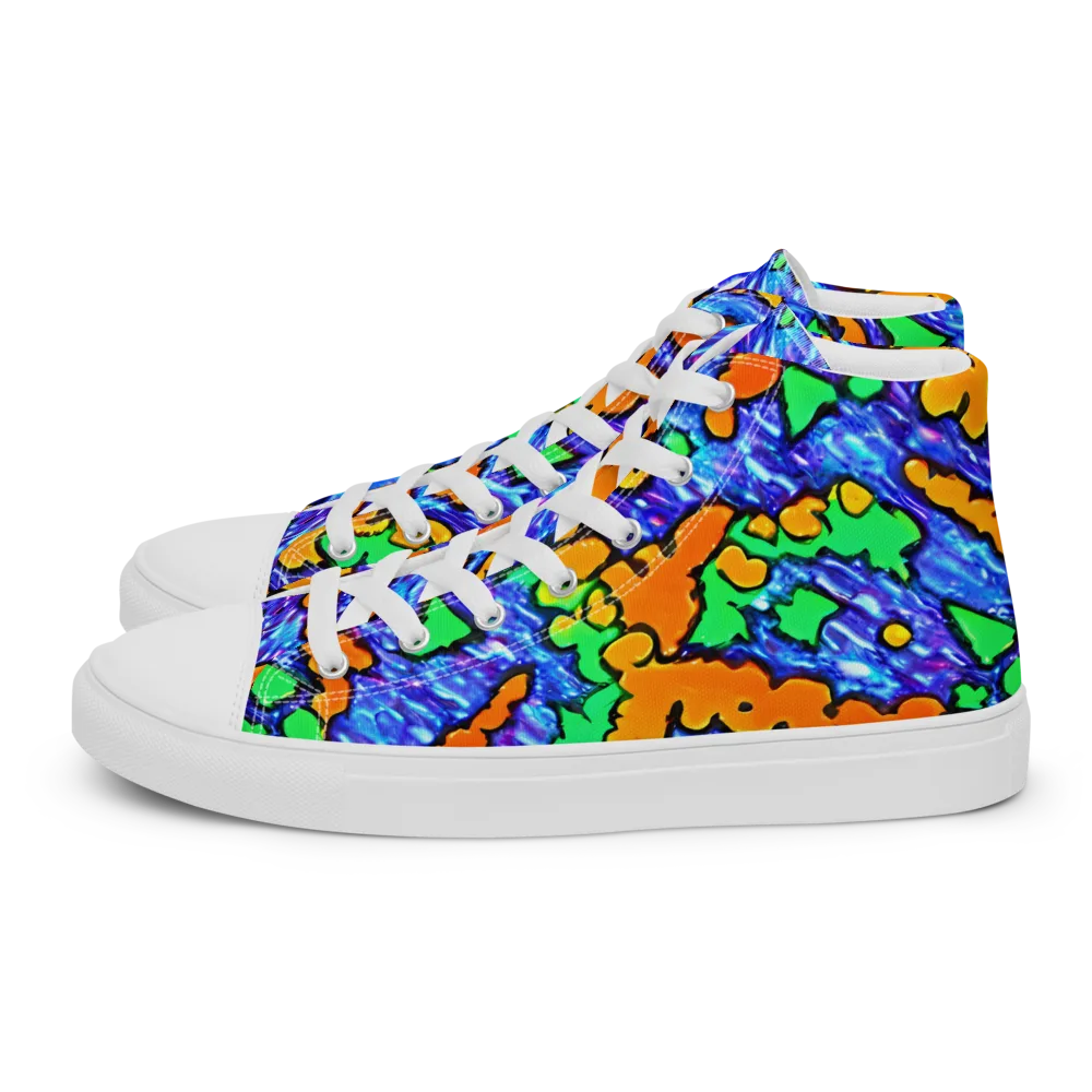 Azure Anarchy on Men's High Top Canvas Shoes — Left
