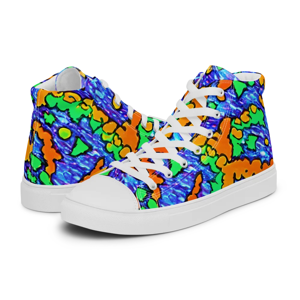 Azure Anarchy on Men's High Top Canvas Shoes — Left