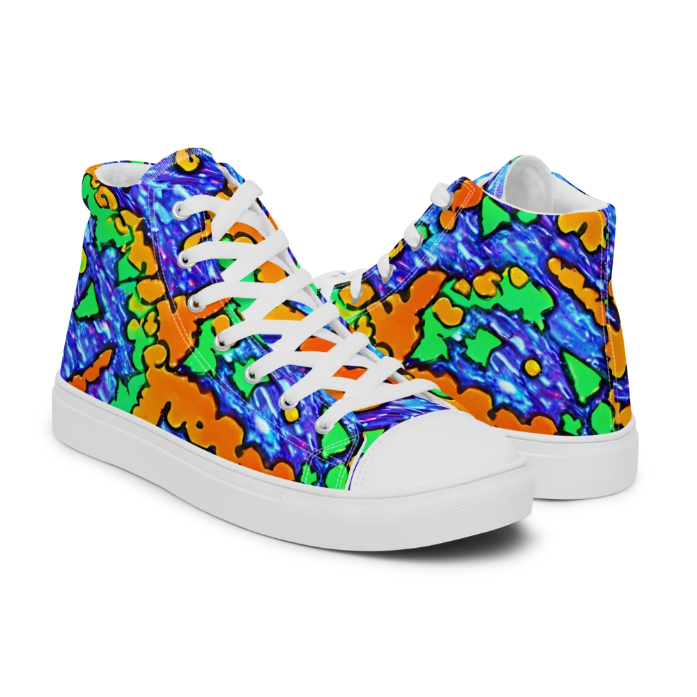 Azure Anarchy on Men's High Top Canvas Shoes — Right