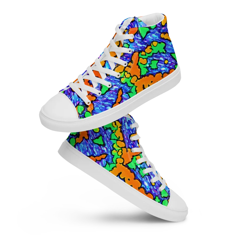 Azure Anarchy on Men's High Top Canvas Shoes — Front