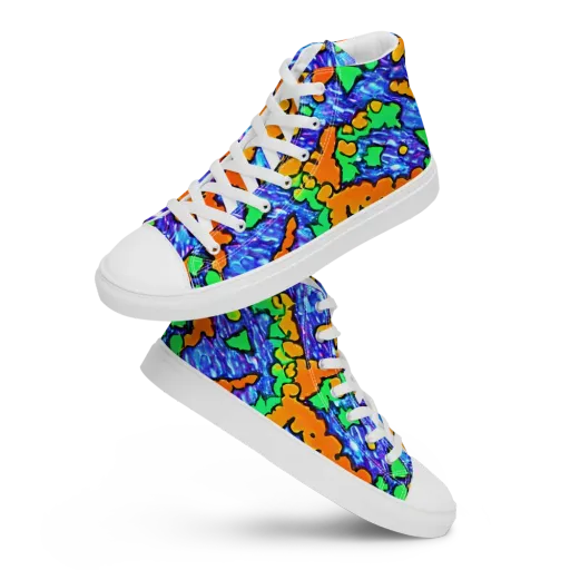 Azure Anarchy on a Men's High Top Canvas Shoes