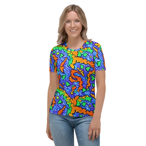 Azure Anarchy on a Women's Crew Neck T-Shirt