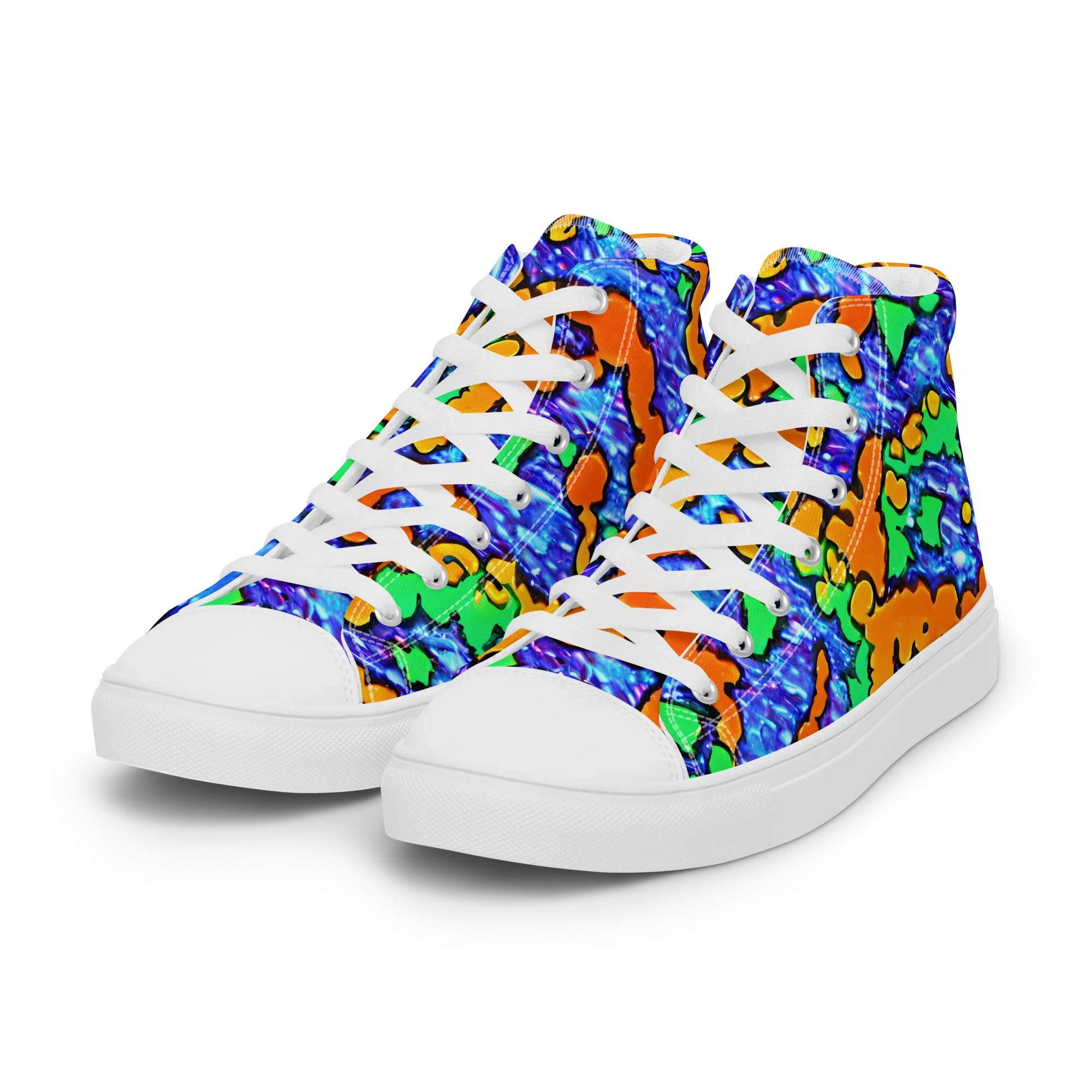 Azure Anarchy on Women's High Top Canvas Shoes — Left Front