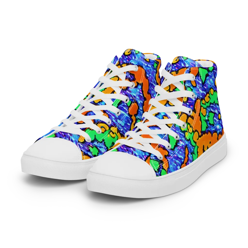 Azure Anarchy on Women's High Top Canvas Shoes — Left Front