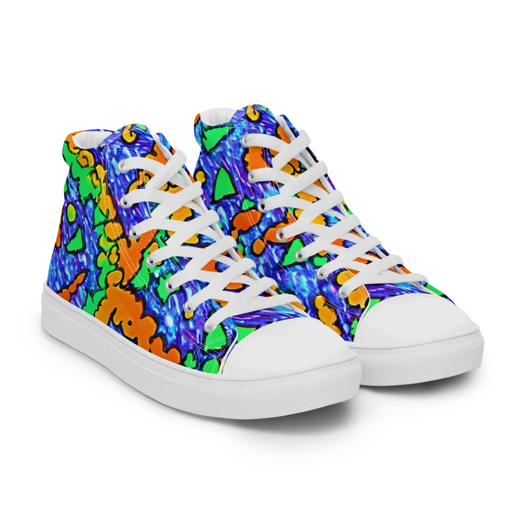 Azure Anarchy on Women's High Top Canvas Shoes — Right Front