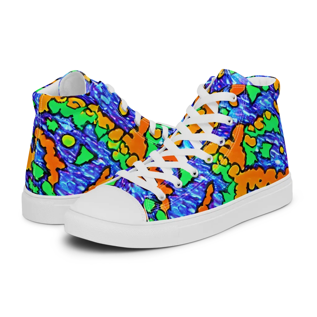 Azure Anarchy on Women's High Top Canvas Shoes — Left