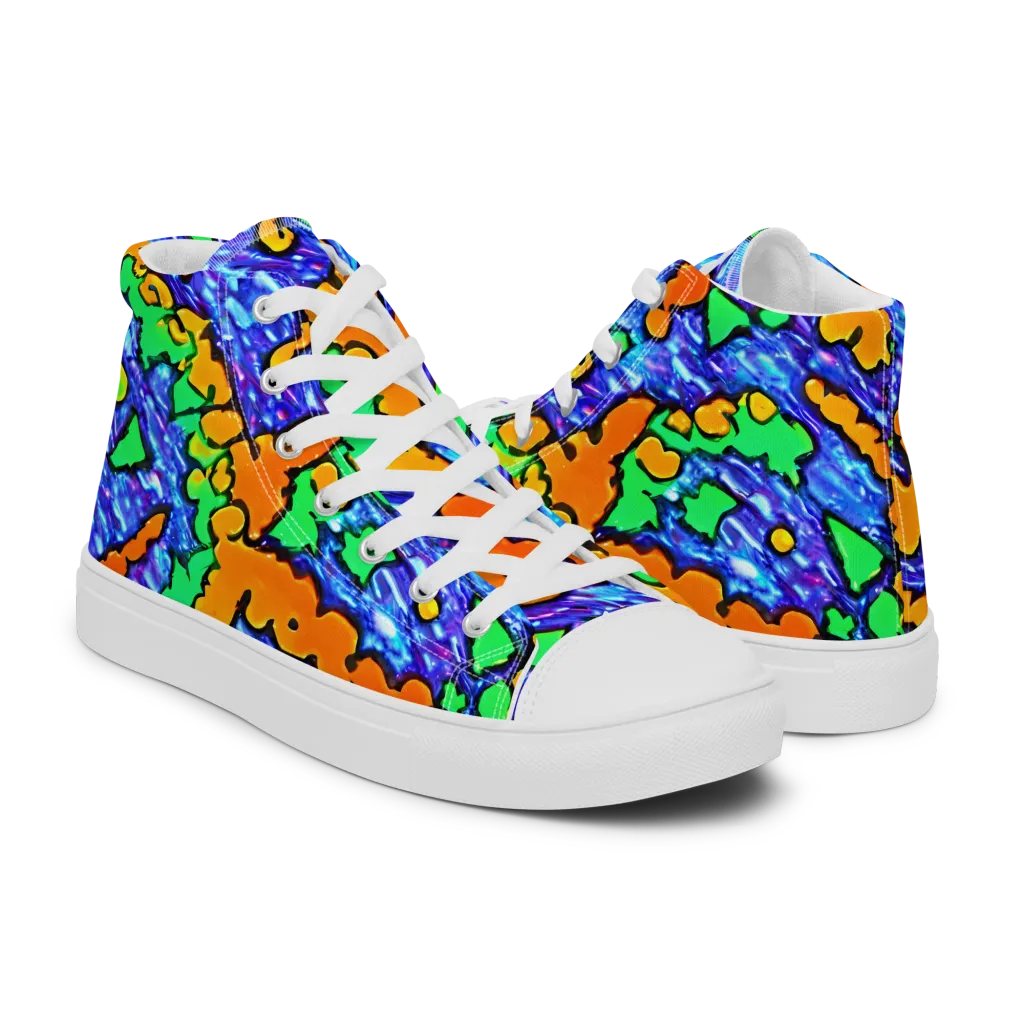 Azure Anarchy on Women's High Top Canvas Shoes — Right