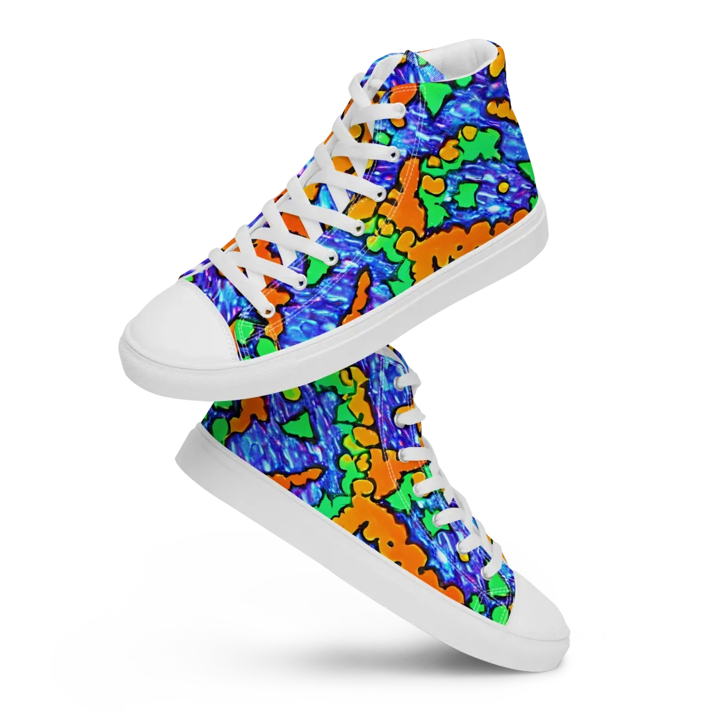 Azure Anarchy on Women's High Top Canvas Shoes — Front