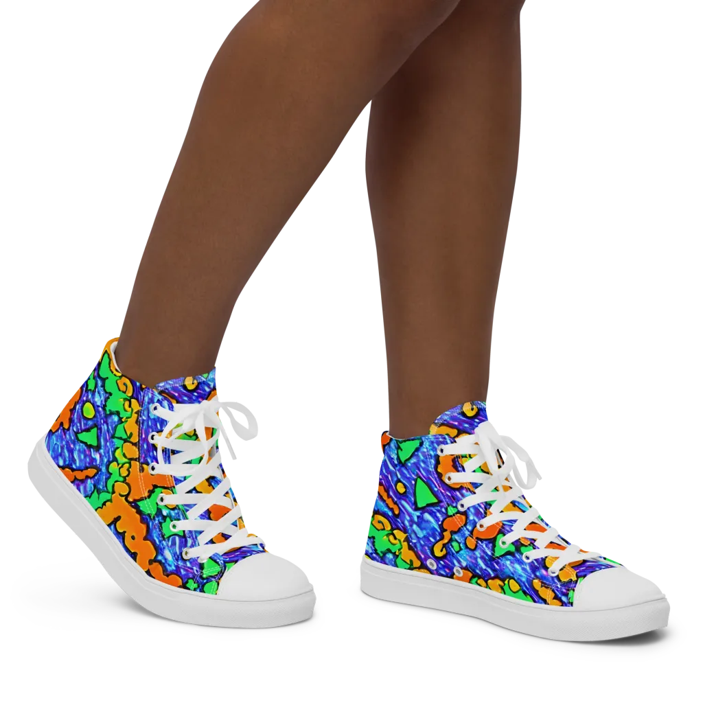 Azure Anarchy on Women's High Top Canvas Shoes — Right