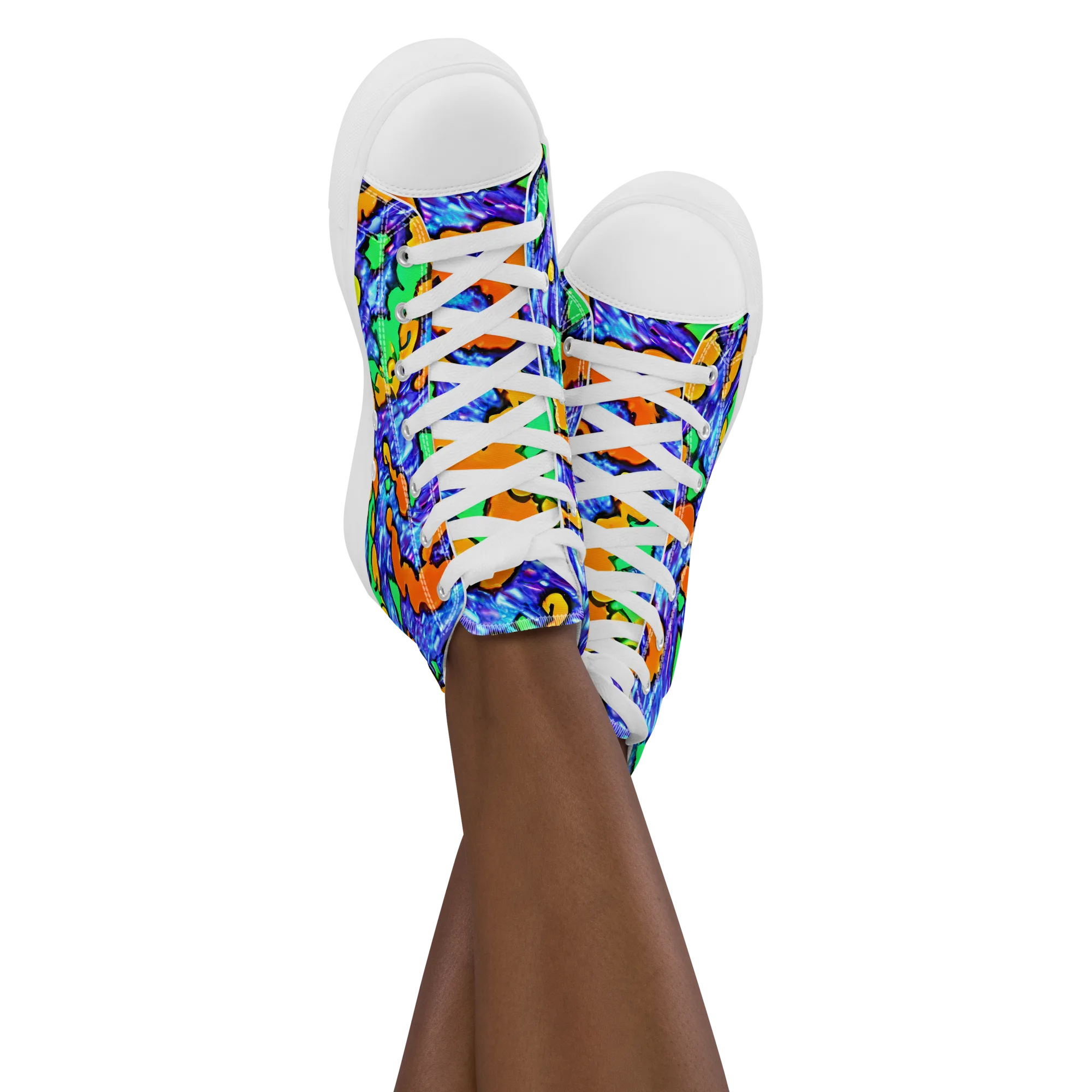 Azure Anarchy on Women's High Top Canvas Shoes — Front