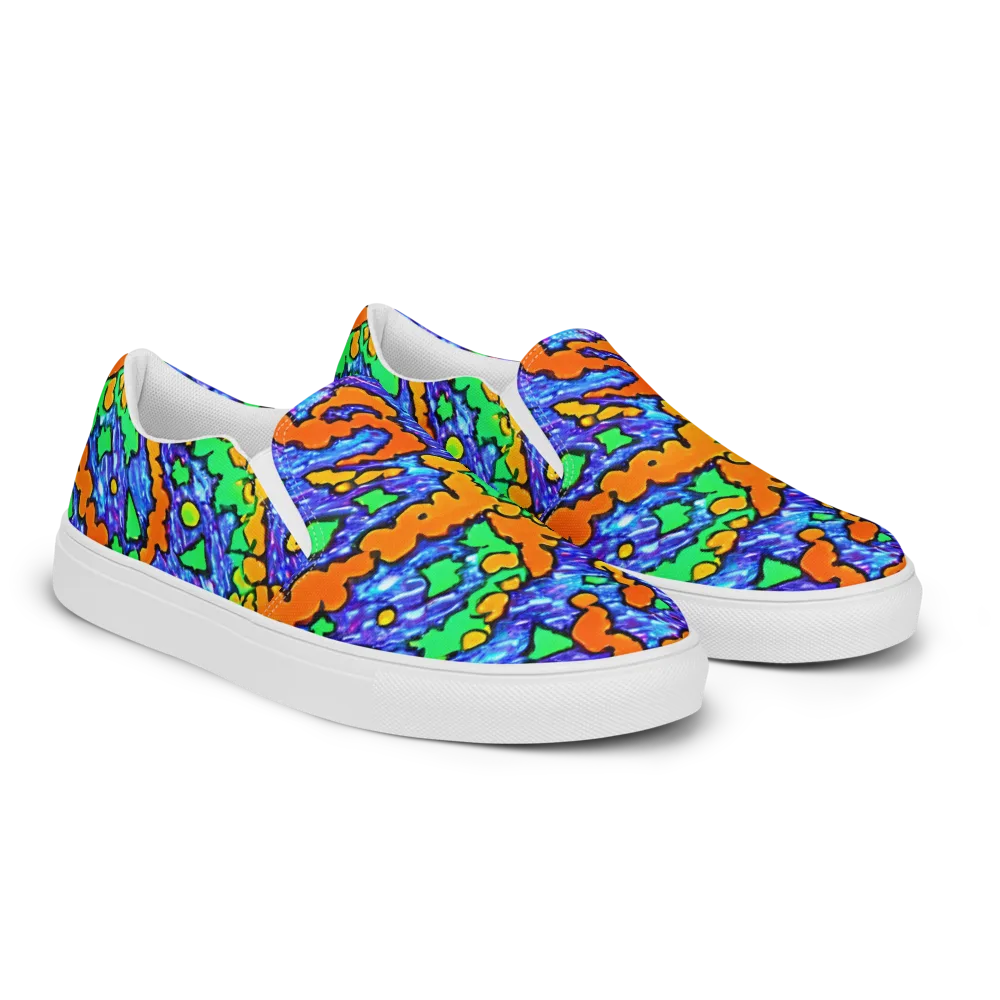 Azure Anarchy on Men's Slip-On Canvas Shoes — Right Front