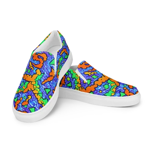 Azure Anarchy on a Men's Slip-On Canvas Shoes