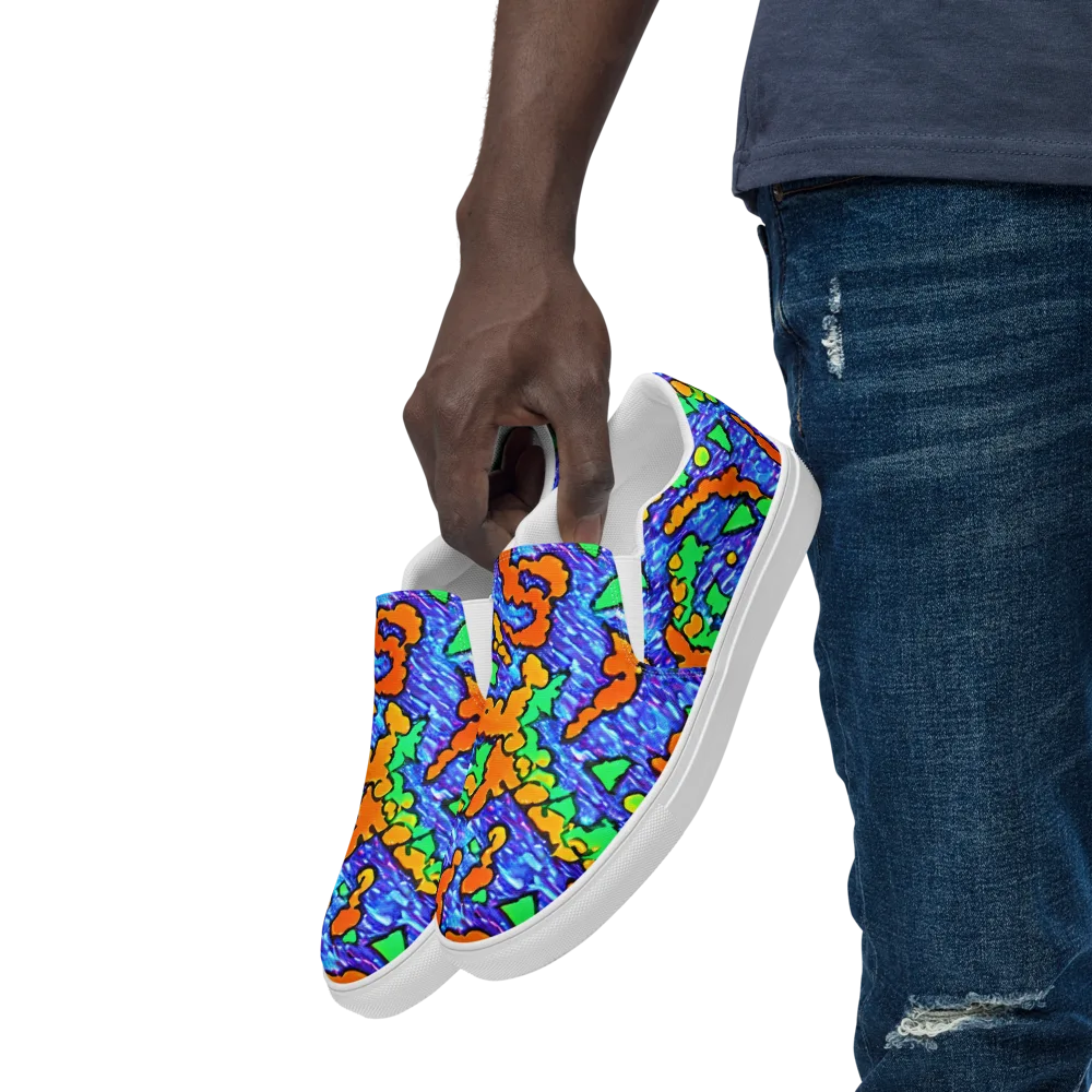 Azure Anarchy on Men's Slip-On Canvas Shoes — Left Front