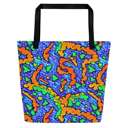 Azure Anarchy on a Large Tote Bag W/ Pocket