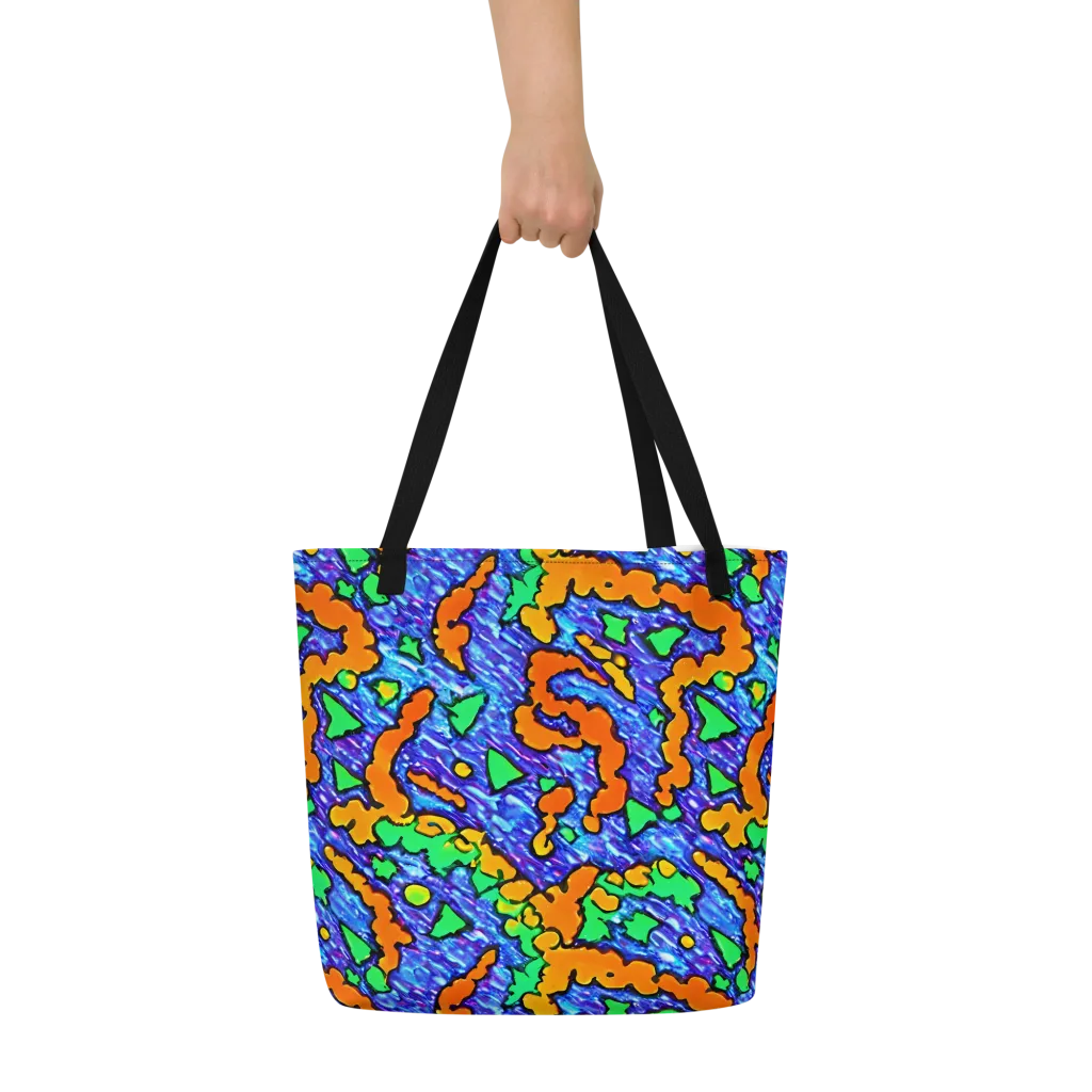 Azure Anarchy on Large Tote Bag W/ Pocket — Front