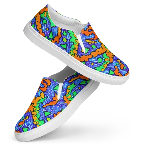 Azure Anarchy on a Women's Slip-On Canvas Shoes