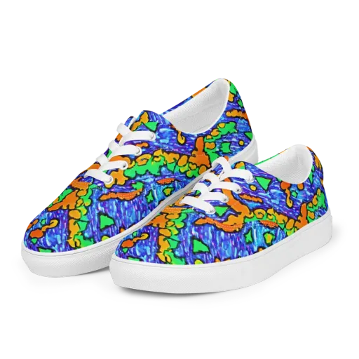 Azure Anarchy on a Men's Lace-Up Canvas Shoes