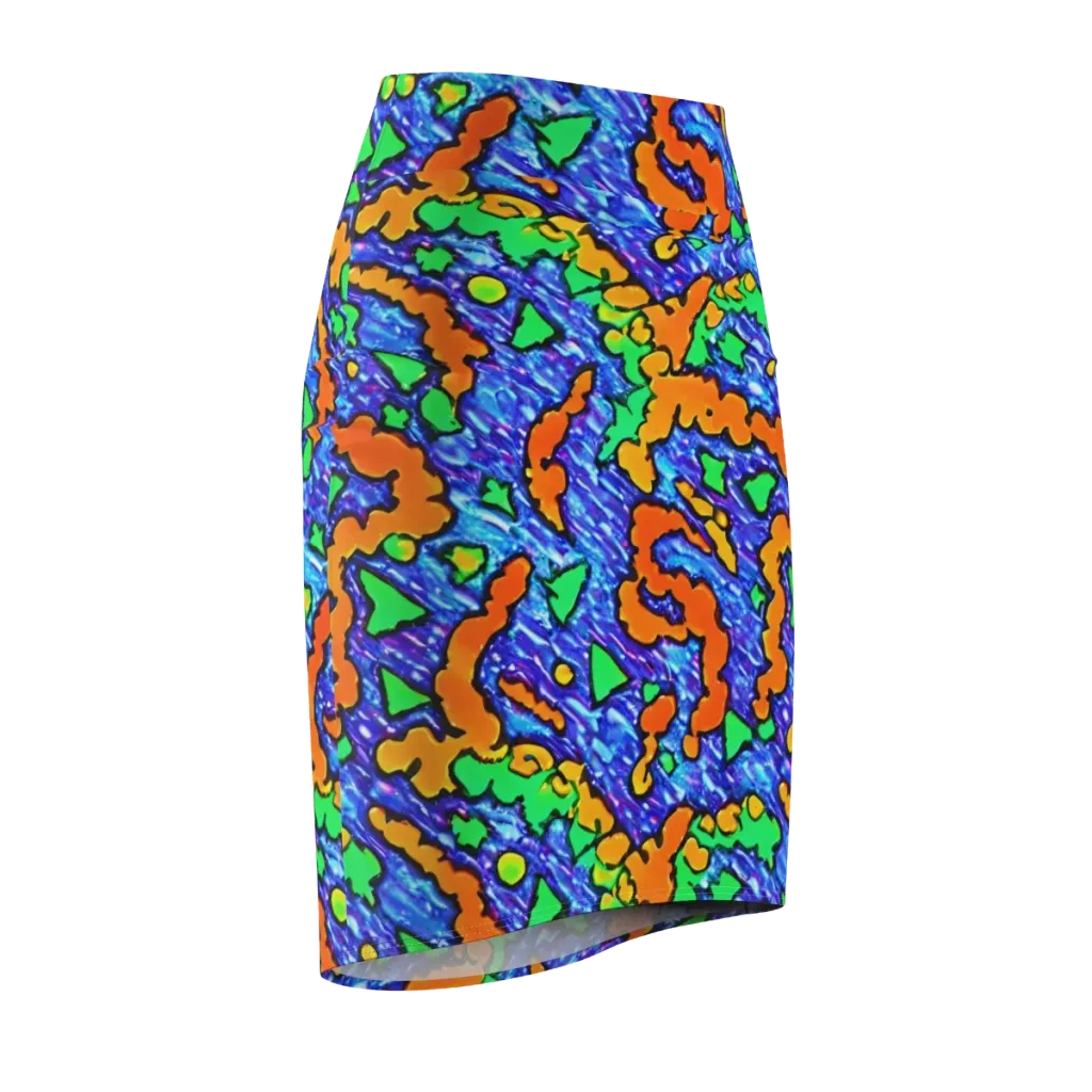 Azure Anarchy on Pencil Skirt — Front Side