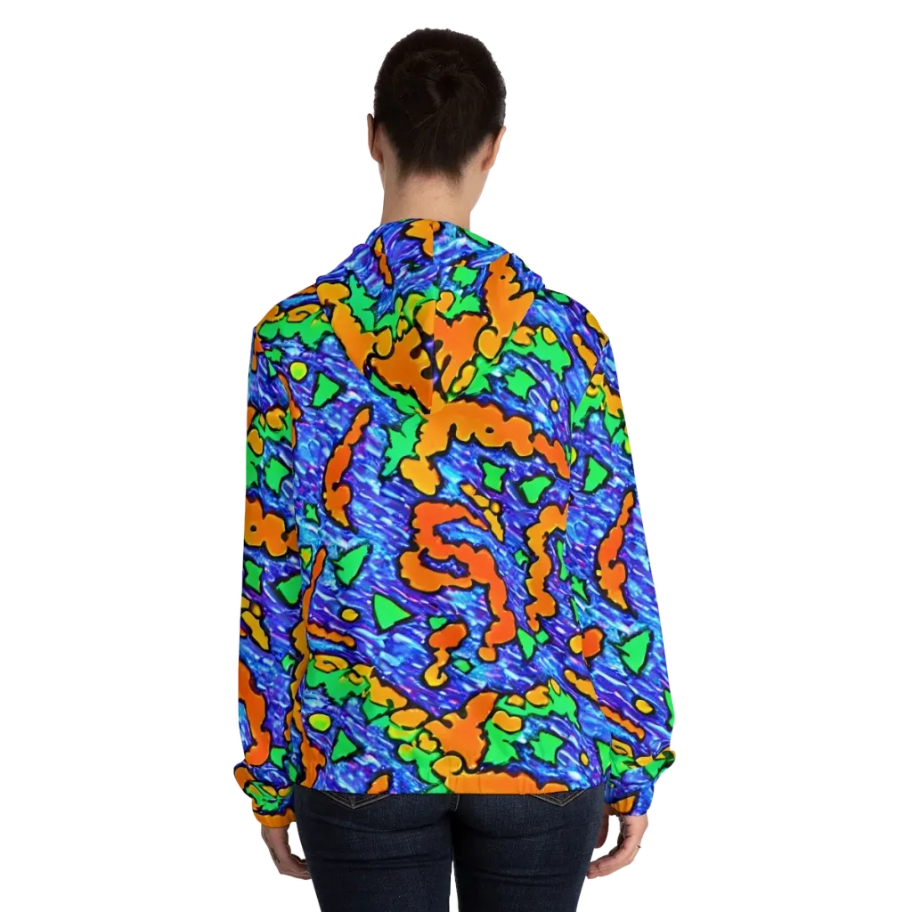 Azure Anarchy on Women's Full-Zip Hoodie — Back On Person