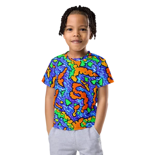 Azure Anarchy on a Kids Crew Neck T-Shirt