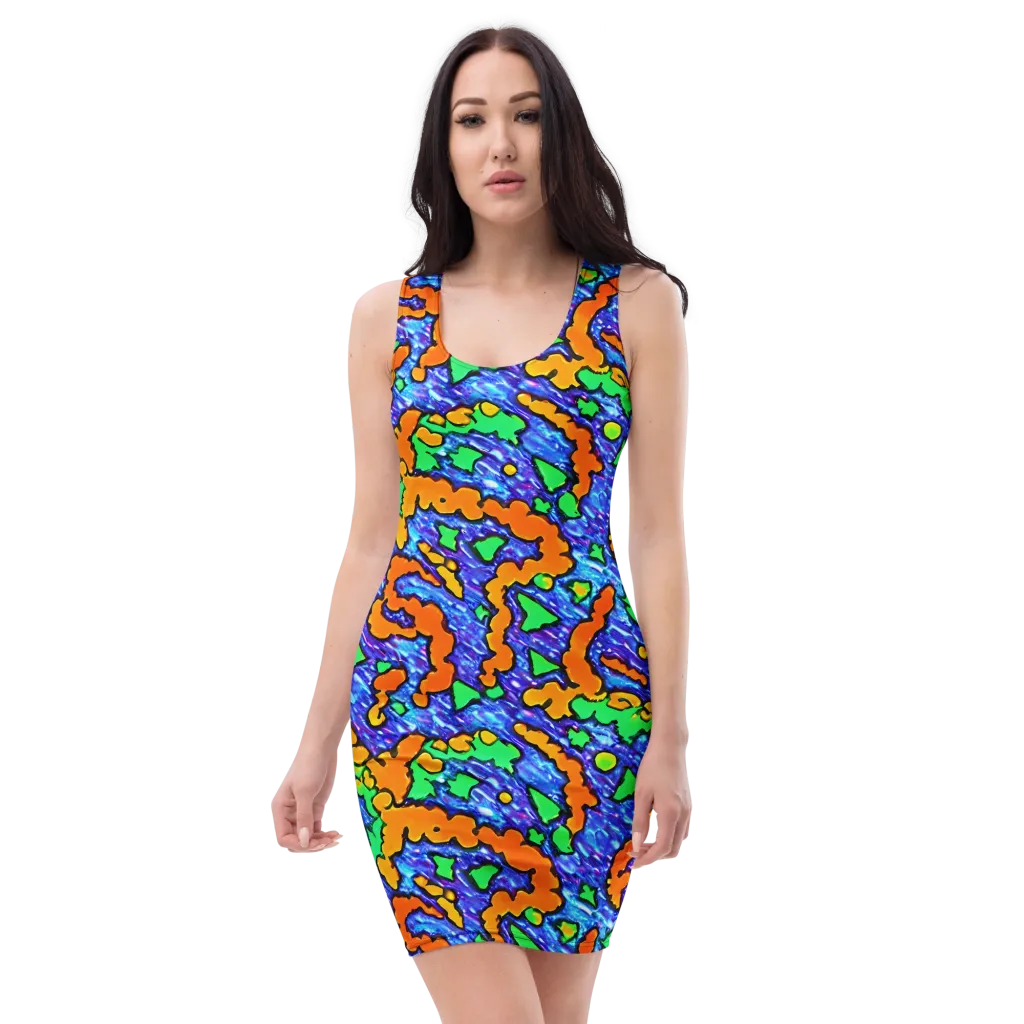 Azure Anarchy on Bodycon Dress — Front