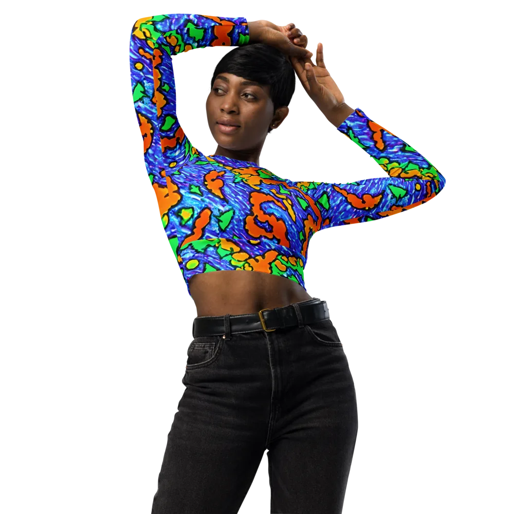Azure Anarchy on Long Sleeve Crop Top — Front