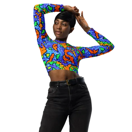 Azure Anarchy on a Long Sleeve Crop Top