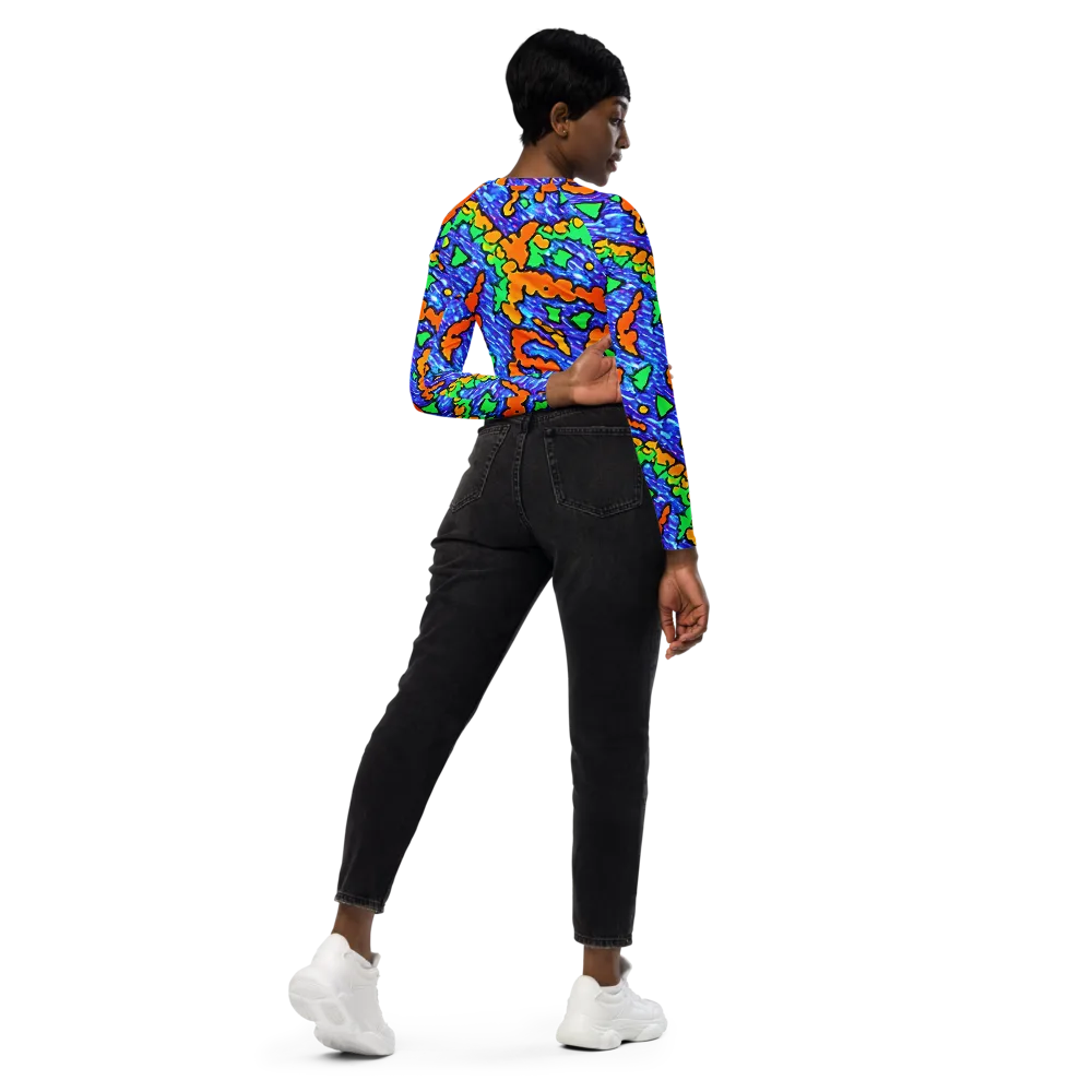 Azure Anarchy on Long Sleeve Crop Top — Right Back