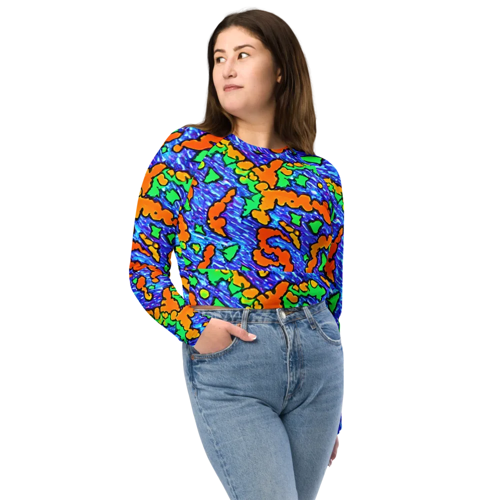 Azure Anarchy on Long Sleeve Crop Top — Front