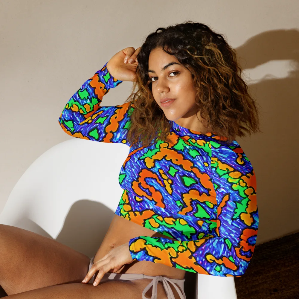 Azure Anarchy on Long Sleeve Crop Top — Left Front