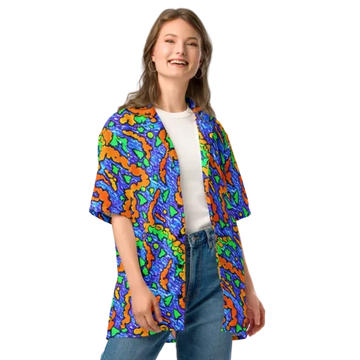 Azure Anarchy on a Button Shirt