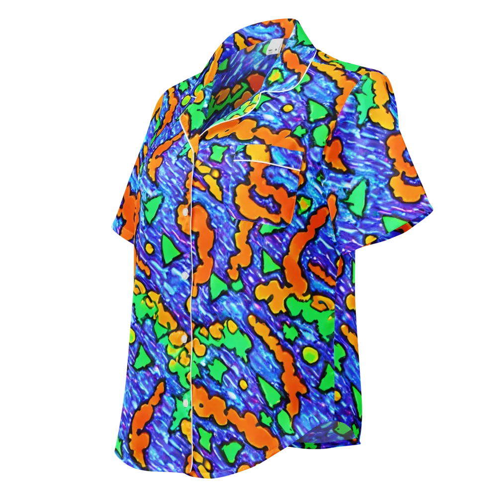 Azure Anarchy on Women's Short Sleeve Pajama Top — Left Front