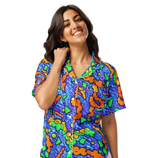 Azure Anarchy on a Women's Short Sleeve Pajama Top