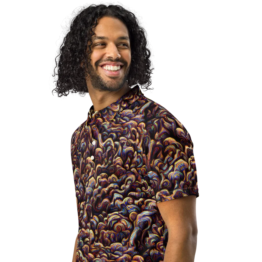 Riotous Radiance on Men's Slim Fit Polo Shirt — Left Front