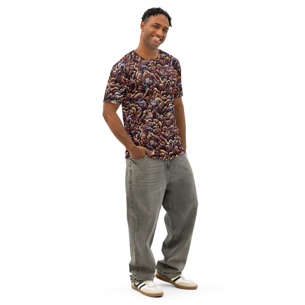 Riotous Radiance on Men's Cotton Crew Neck T-Shirt — Right Front