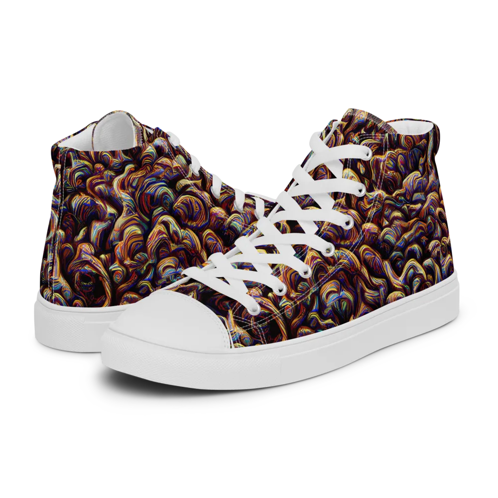 Riotous Radiance on Men's High Top Canvas Shoes — Left
