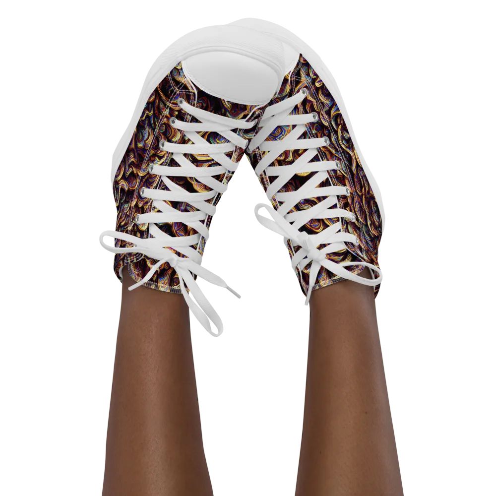Riotous Radiance on Women's High Top Canvas Shoes — Front
