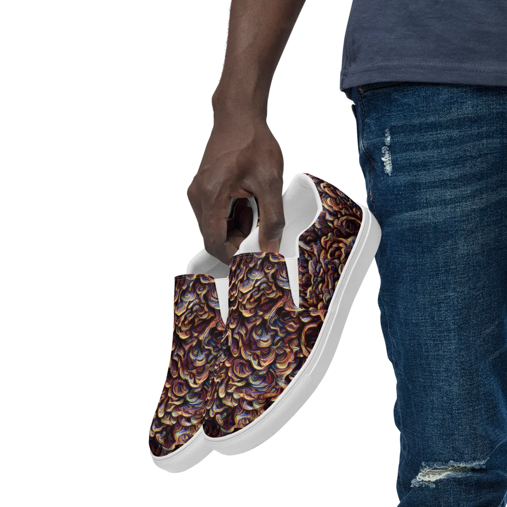 Riotous Radiance on Men's Slip-On Canvas Shoes — Left Front