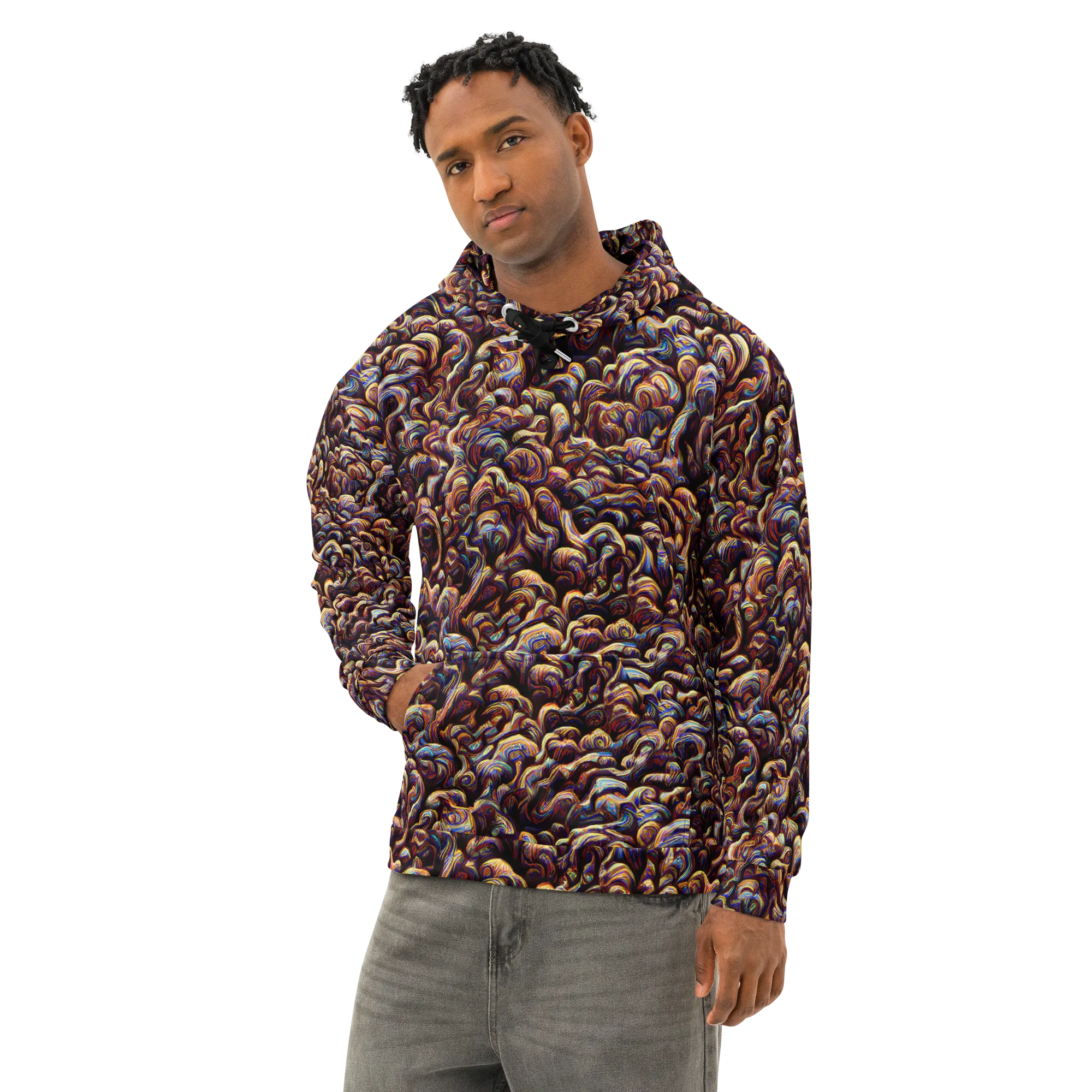 Riotous Radiance on Cotton Hoodie — Left Front