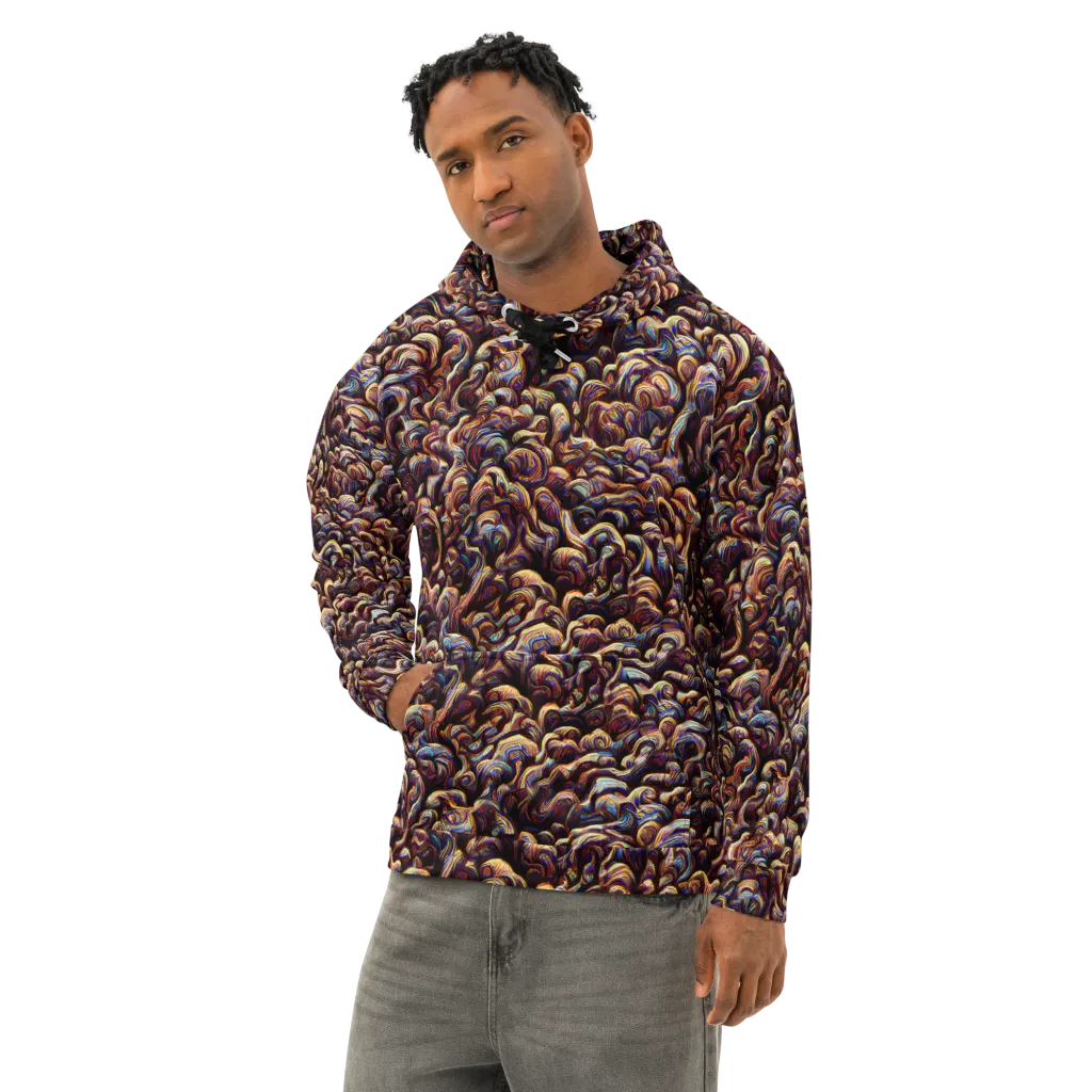Riotous Radiance on Cotton Hoodie — Left Front