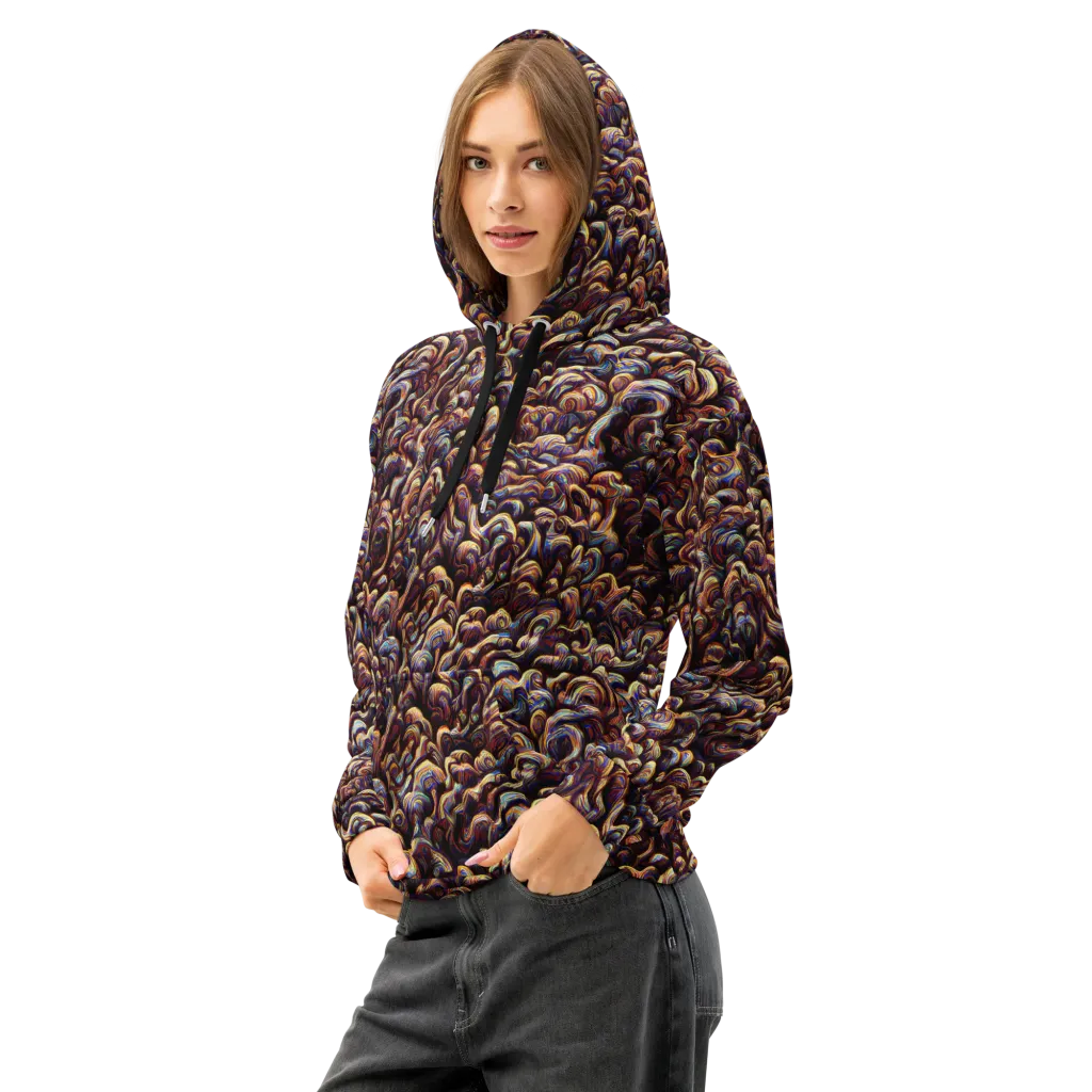 Riotous Radiance on Cotton Hoodie — Left Front
