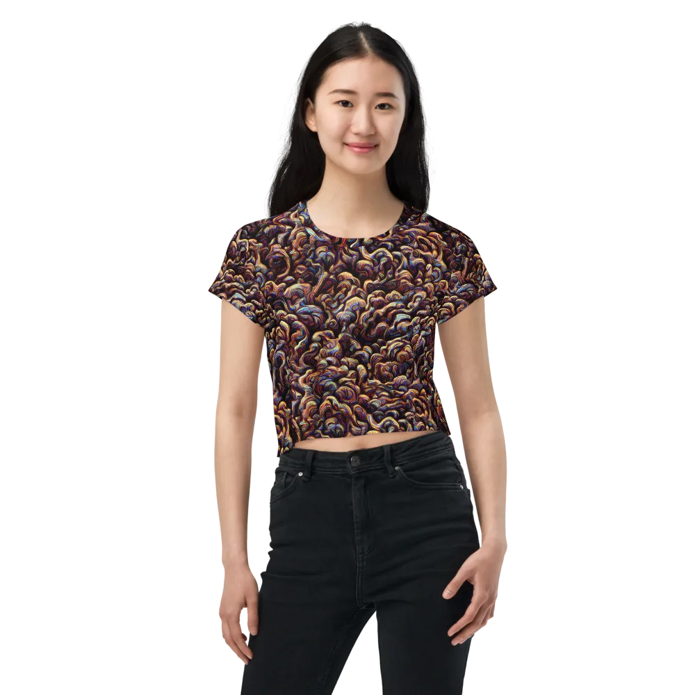 Riotous Radiance on Crop Tee — Front