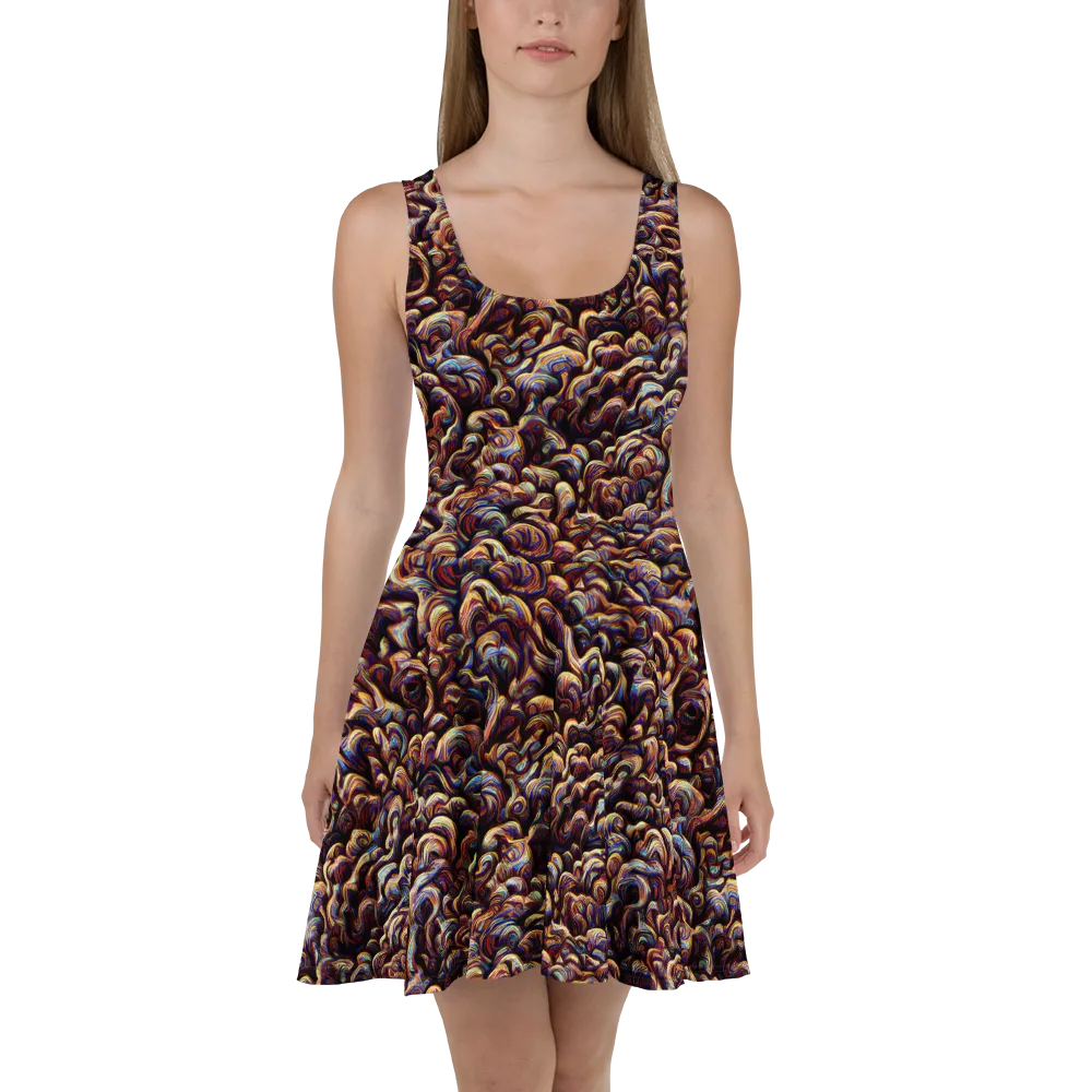 Riotous Radiance on Skater Dress — Front