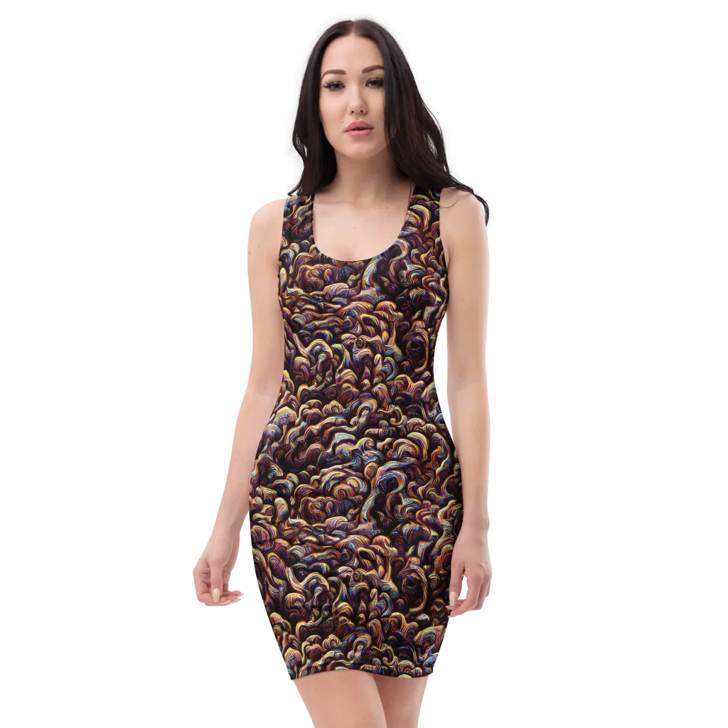 Riotous Radiance on Bodycon Dress — Front