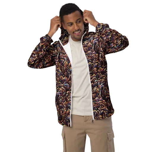 Riotous Radiance on a Men's Windbreaker