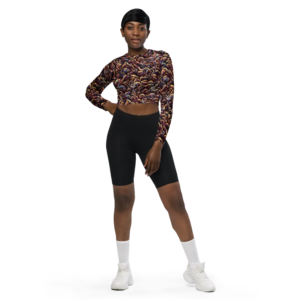 Riotous Radiance on Long Sleeve Crop Top — Front