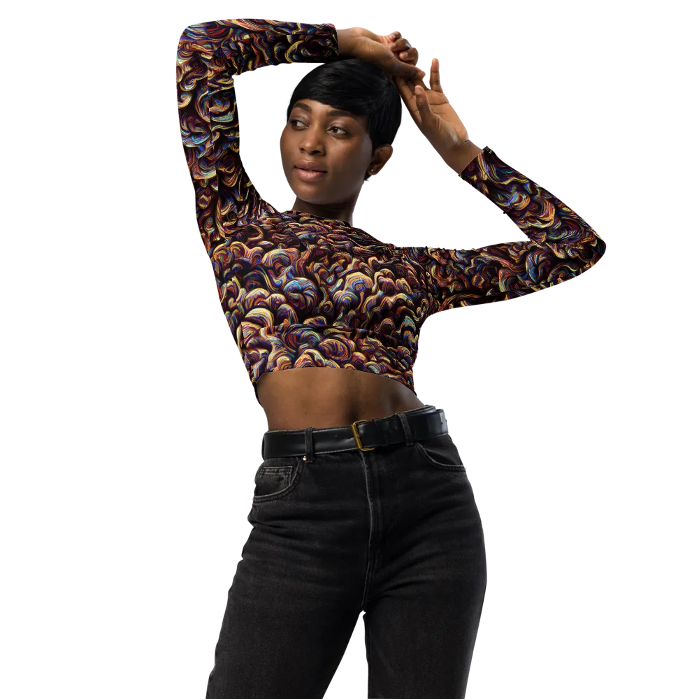 Riotous Radiance on Long Sleeve Crop Top — Front
